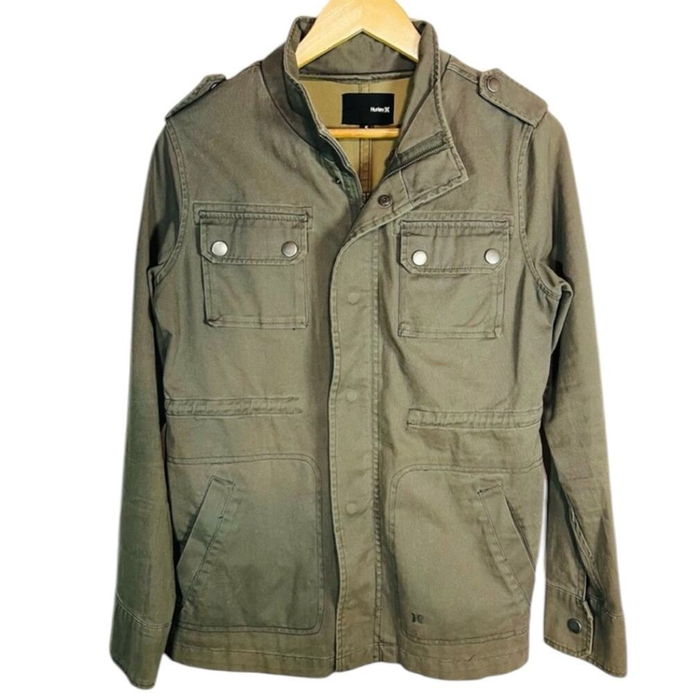 Hurley Military Utility Chore Olive Green Jacket  - Small - Picture 2 of 9